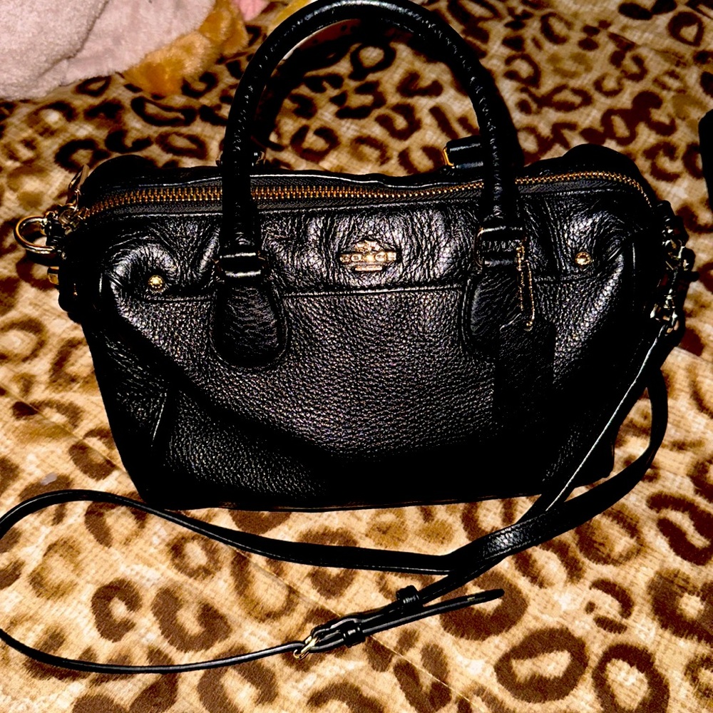 Black Leather Coach Minni Satchel.